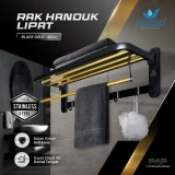 Flusso Rak Handuk Lipat XC003 6BR 60CM Black Gold