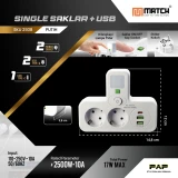 Match Stop Kontak 3 Lubang USB 8023UL#