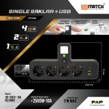 Match Stop Kontak 5 Lubang USB 8025UL#
