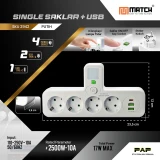 Match Stop Kontak 5 Lubang USB 8025UL#