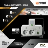 Match Stop Kontak 3 Lubang USB-Power Strip