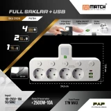 Match Stop Kontak 5 Lubang USB-Power Strip