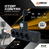 Match Stop Kontak 3 Lubang USB 8023U#