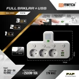 Match Stop Kontak 4 Lubang USB-Power Strip