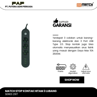 Match Stop Kontak 3 Lubang USB Port