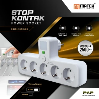 Match Stop Kontak 5 Lubang USB-Power Strip