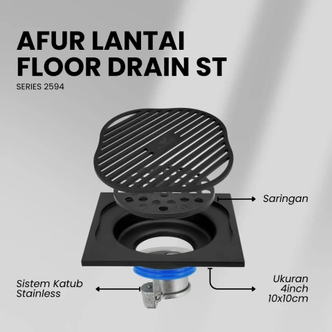 Flusso Afur 6-1 10*10 Stainless Black 2,5mm