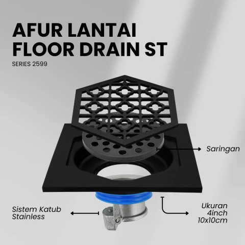 Flusso Afur Trapesium Stainless Black 2,5mm