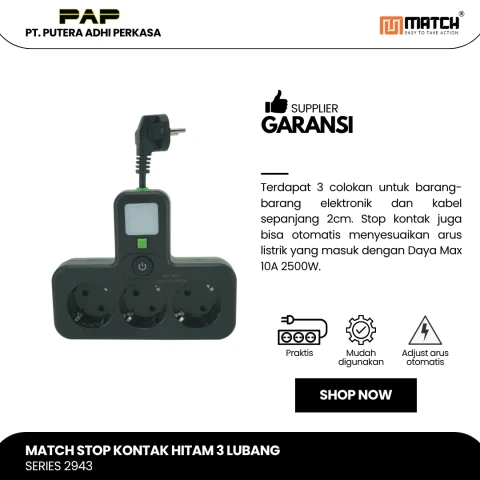 Match Stop Kontak 3 Lubang 8023#