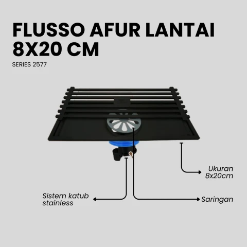 Flusso Afur 8*20 Stainless Black