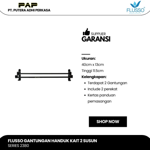 Flusso Fls Gantungan Handuk Kait 2 Susun