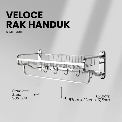 Veloce Rak Handuk Dinding Cantolan + Kait