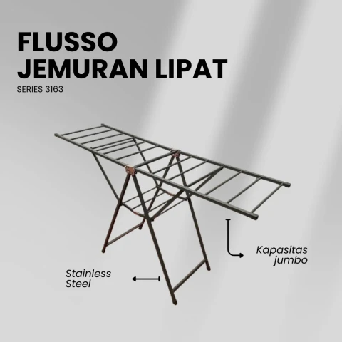 Flusso Jemuran Lipat T Portable Abu-Abu