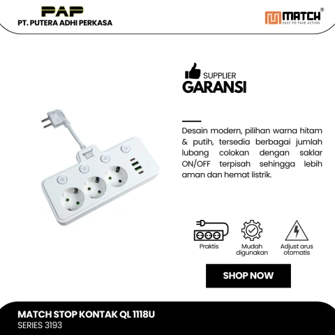 Match Stop Kontak Lubang USB-Powerstrip QL