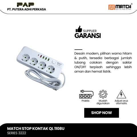 Match Stop Kontak USB-Lubang-Powerstrip QL