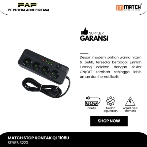 Match Stop Kontak USB-Lubang-Powerstrip QL