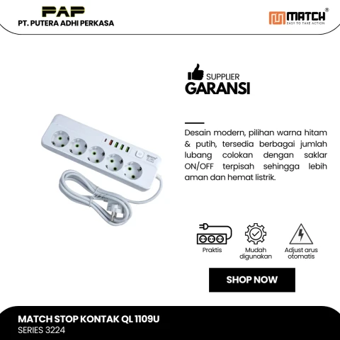 Match Stop Kontak USB-Lubang-Powerstrip QL