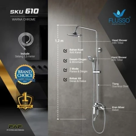 Flusso Shower Tiang Set