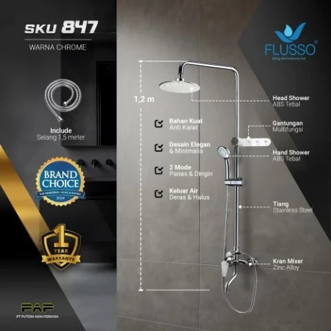 Flusso Shower Tiang Set