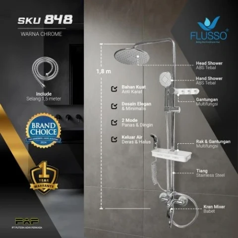 Flusso Shower Tiang Set