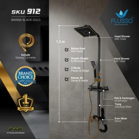 Flusso Shower Tiang Set