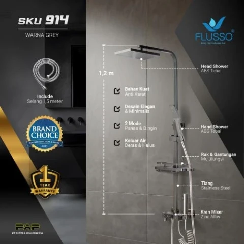 Flusso Shower Tiang Set