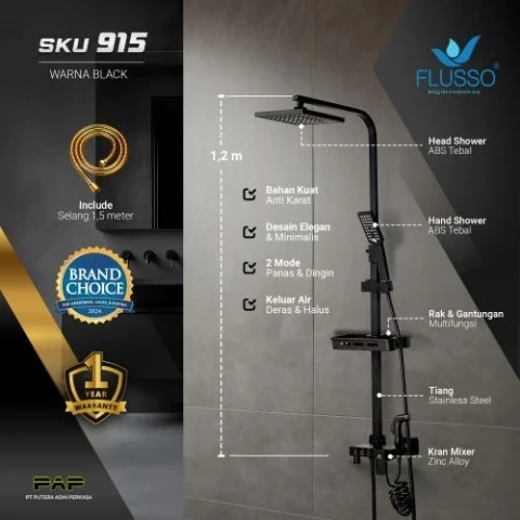 Flusso Shower Tiang Set