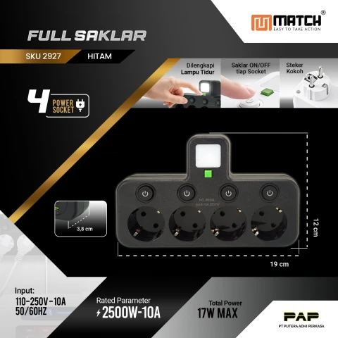 Match Stop Kontak 4 Lubang-Power Strip