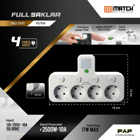 Match Stop Kontak 4 Lubang-Power Strip