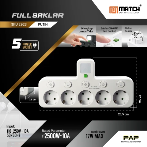 Match Stop Kontak 5 Lubang-Power Strip