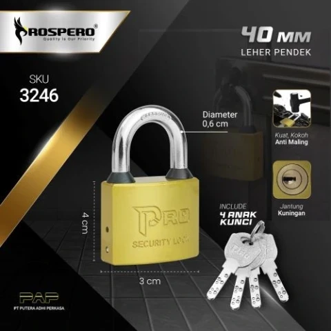Prospero Gembok Pro Komp Bintik 4Key