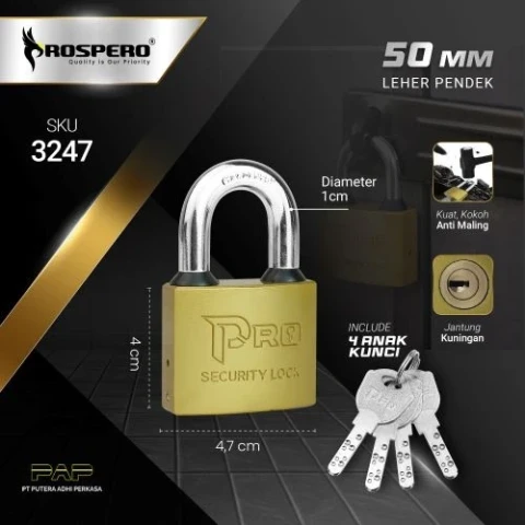 Prospero Gembok Pro Komp Bintik 4Key