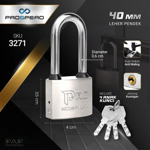 Prospero Gembok Pro Komp Key Brass BS