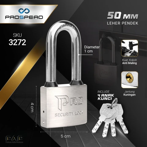 Prospero Gembok Pro Komp Key Brass BS