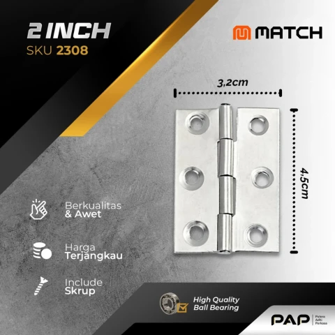 Match Engsel Tipis Besi Chrome