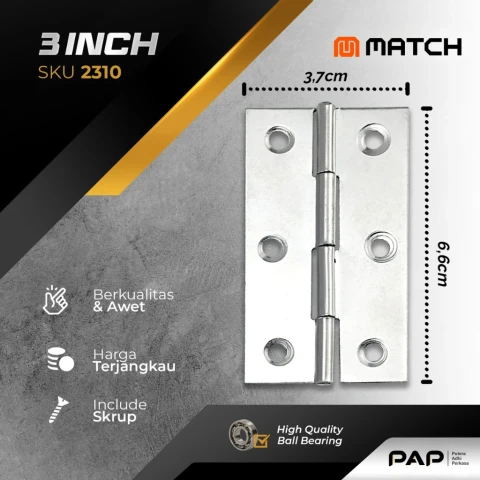 Match Engsel Tipis Besi Chrome