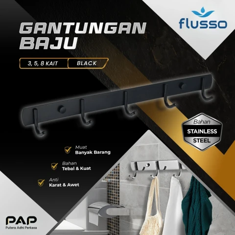 Flusso FLS Gantungan Baju 3 Kait, 5 Kait, dan 8 Kait