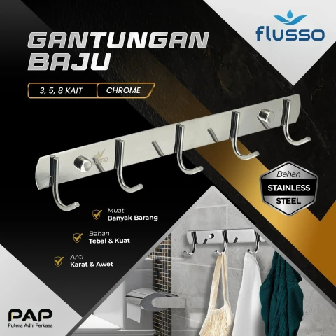 Flusso FLS Gantungan Baju 3 Kait, 5 Kait, dan 8 Kait