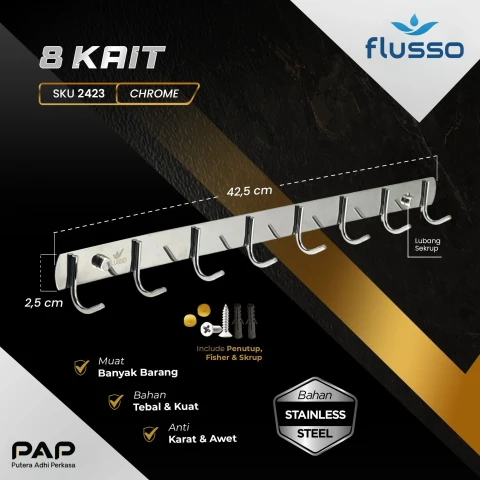 Flusso FLS Gantungan Baju 3 Kait, 5 Kait, dan 8 Kait