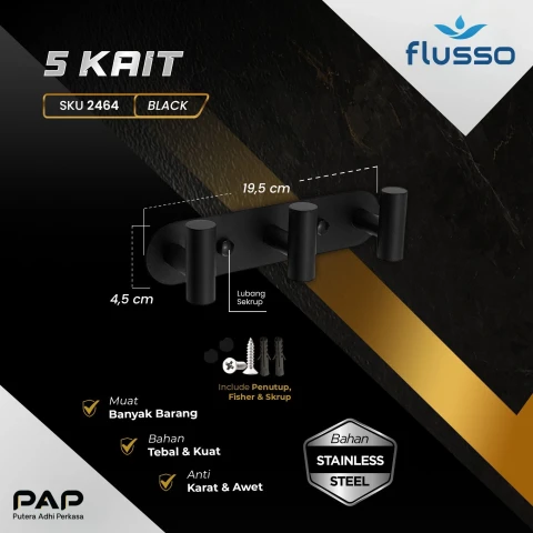 Flusso Fls Gantungan Baju Minimalis 3 Hook